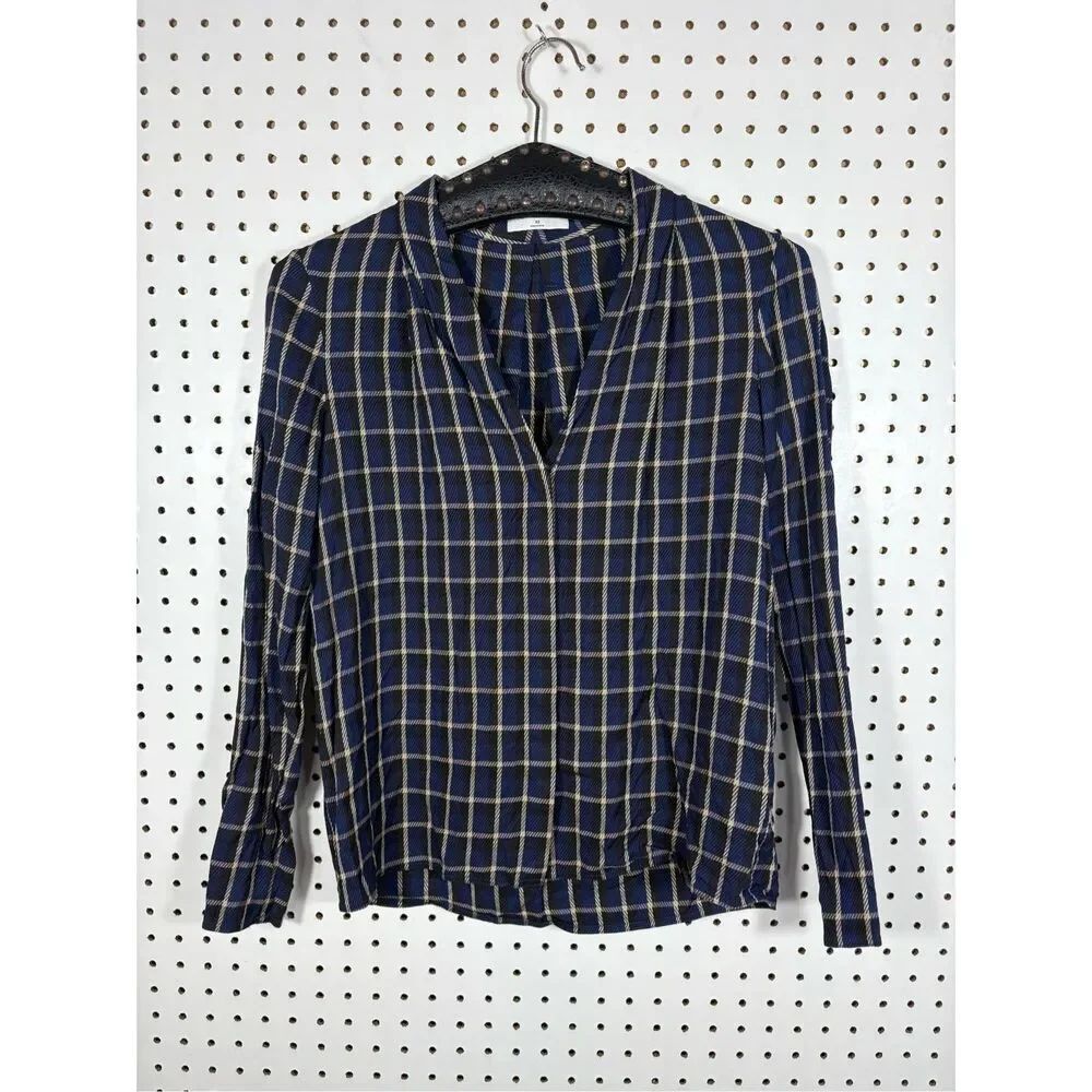 Aritzia Babaton power checkered long sleeve blouse size XS